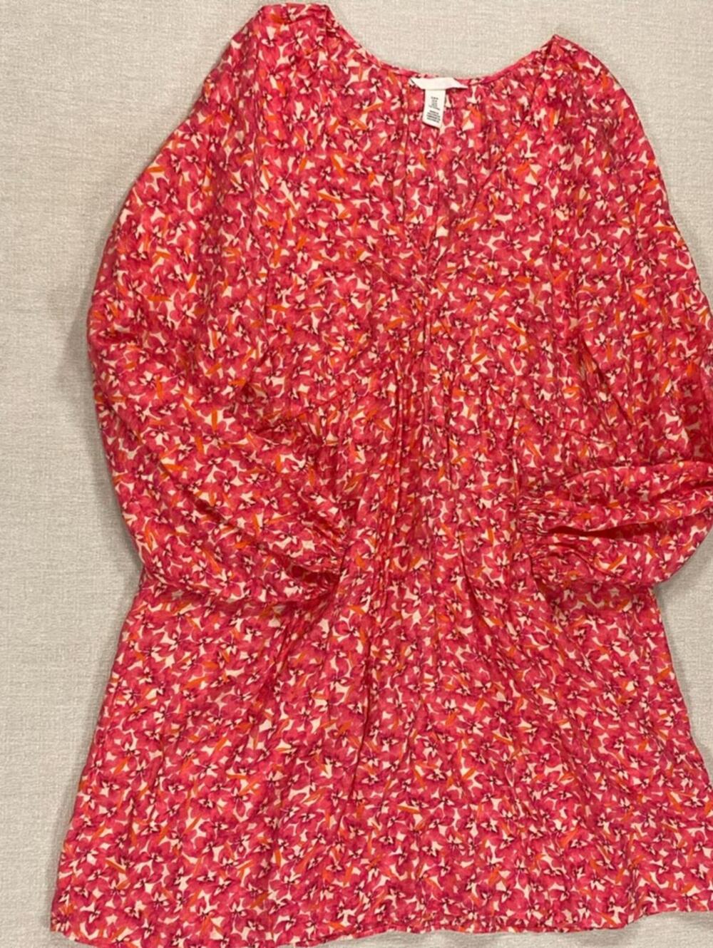 M H&M Pink and Orange Floral Allover Print mini Dress